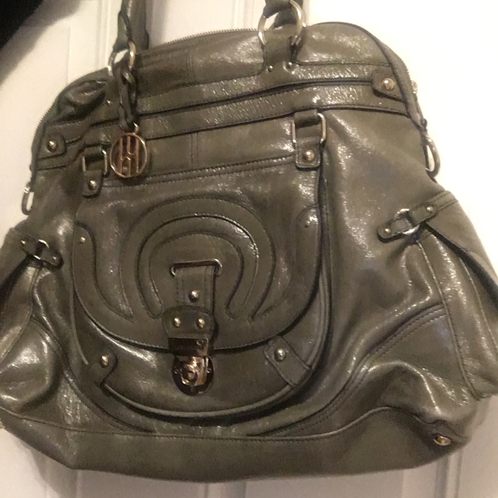 Hayden Harnett grey patent Trophy bag, GUC